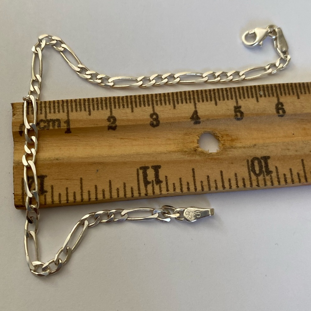 925 Silver 3mm figaro bracelet 8.25 inches chain Unisex